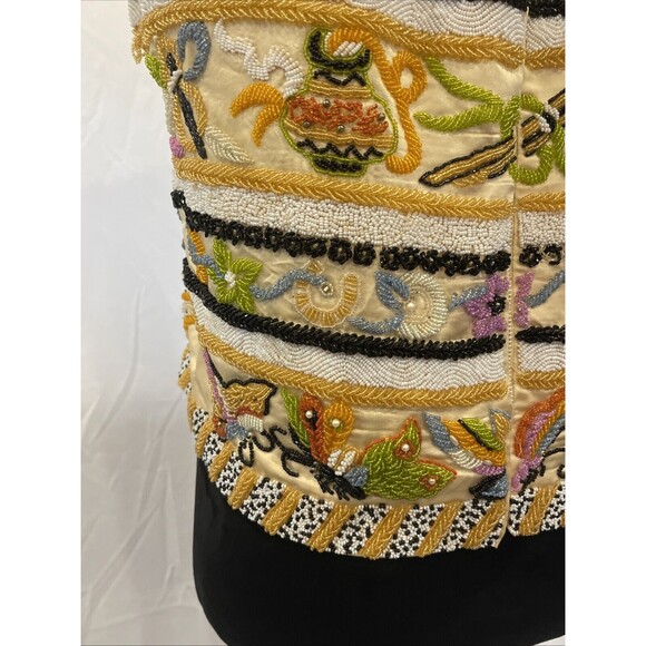 Vintage JO-RO IMPORTS Blouse Heavy Iridescent Beads 50s 60s Butterfly floral 12 - Picture 4 of 16